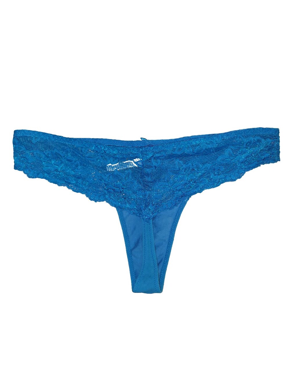La Petite Coquette New York XL Blue Lace Low Rise Thong Panties NWOT